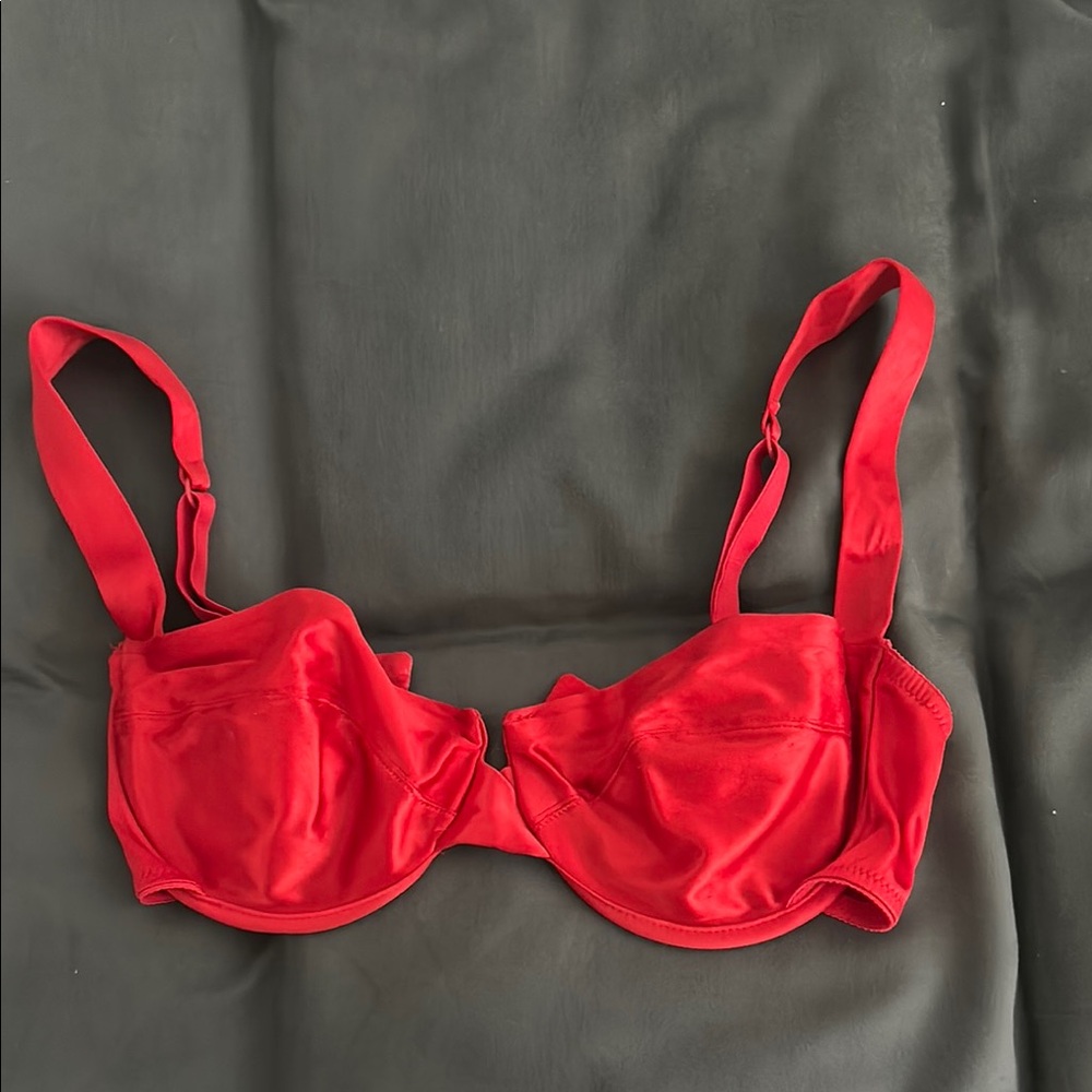Red Satin Underwire Bra